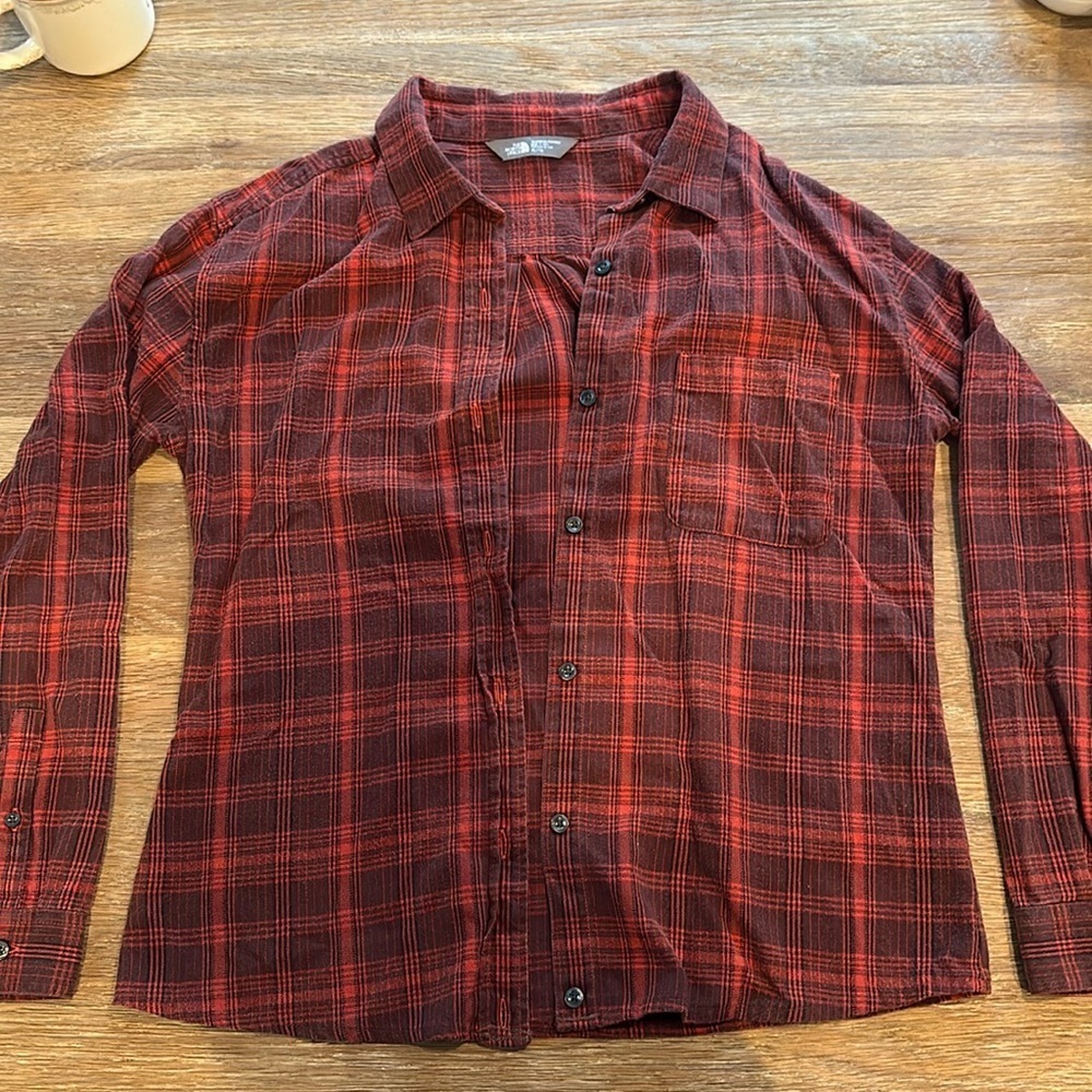The North Face Womens Fitted Plaid Flannel Button Down Shirt Xlarge